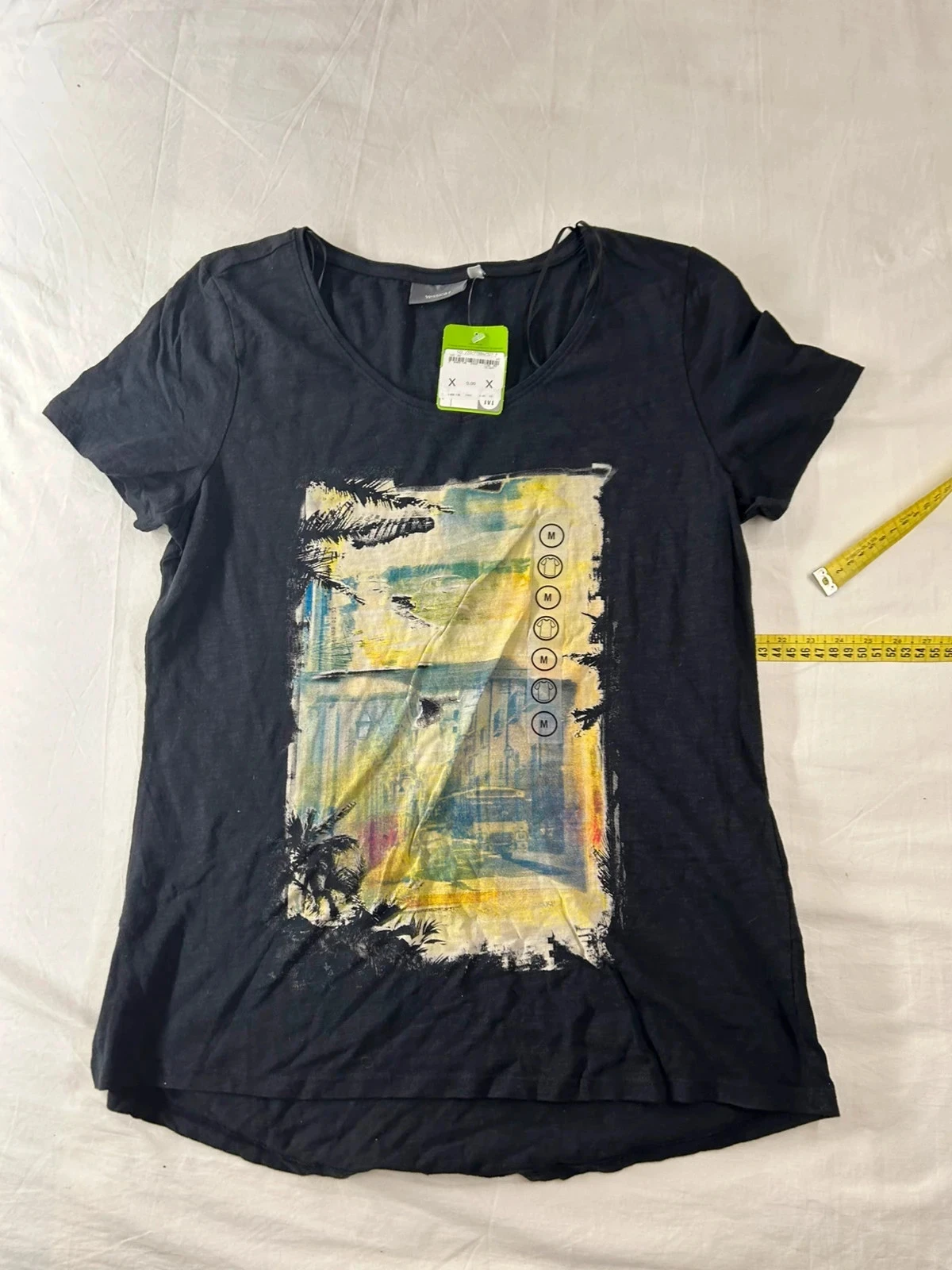 Zwart T-shirt met vintage patronen Yessica C&A – photo 2